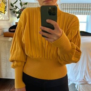 Yellow Aritzia Mock Neck Sweater